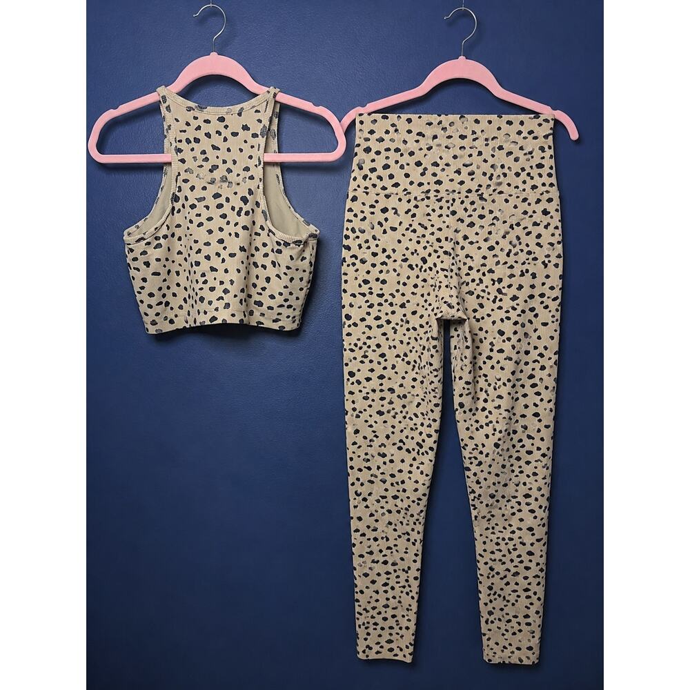 Beach Riot Ribbed Animal Print Set High Rise Leggings Racerback Crop Tank Small - Picture 2 of 11